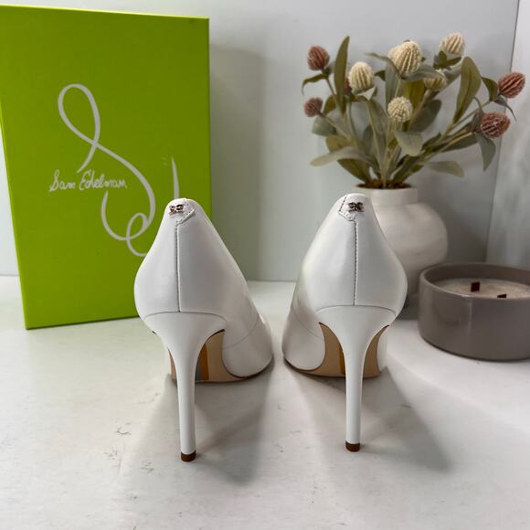 Sam Edelman Hazel Suede Pointed Toe Pump White Women's 7.5M Tried On - Picture 4 of 11